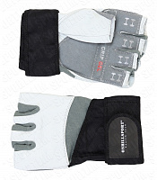 Перчатки для фитнеса с фиксатором мужские кожа белые Q10  NMC-1019 (XXL)