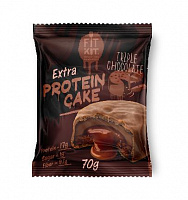 Печенье трохслойное глазир. FitKit  Protein cake EXTRA 70г. (0,07кг, шоколадный фондан, 10*3*13)