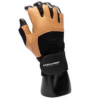 Перчатки для фитнеса с фиксатором мужские кожа коричневые Q11  NMC-1020 (XL)